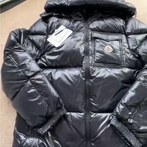Black Puffer Jacket with Logo